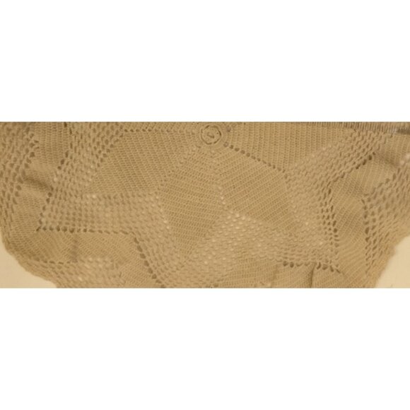 Doily Beige Star Hand Crocheted Round Octagon Grannycore Vintage 12 inch - Picture 4 of 4
